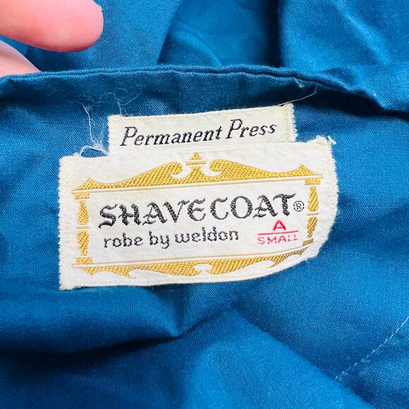 Vintage Shave Coat By Weldon Dark Blue Size S Permanent Press 50s 60s Robe - Picture 5 of 5